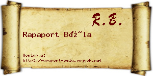 Rapaport Béla névjegykártya